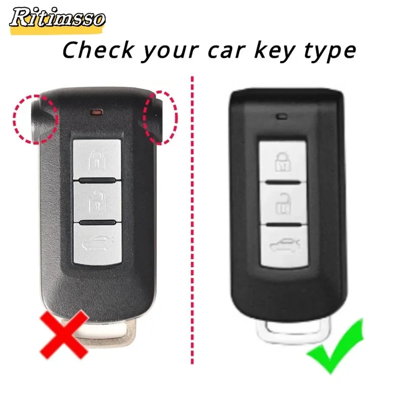 2/3 Buttons Key Case for Mitsubishi L200 ASX Outlander Eclipse Cross Pajero Sport Lancer Handmade Leather Key Fob Shell Cover