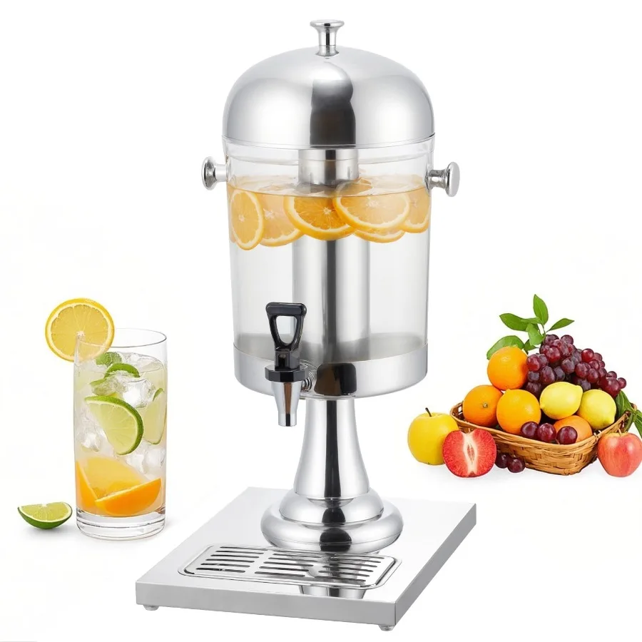 

2.1 Gallon Beverage Dispenser with Spigot for Parties and Events Stainless Steel and Plastic Drink Container with Builtin Ice C