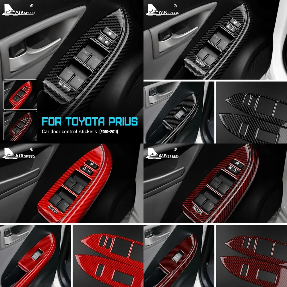 

Real Soft Carbon Fiber Door Window Switch Button Interior Trim Panel for Toyota Prius 2010 2011 Car Sticker Accessories