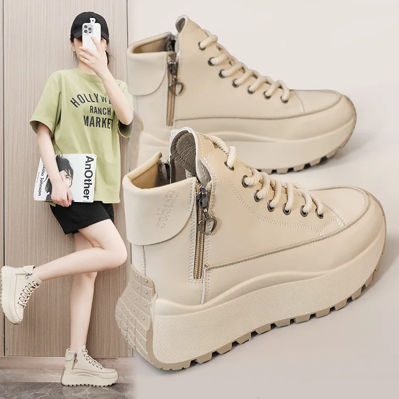 

Women's platform thick-soled high-top dad shoes new style versatile casual sports shoes ins women's shoes