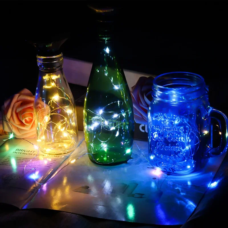 Luzes de garrafa de vinho movidas a energia solar, luzes de corda LED em forma de cortiça de fio de cobre à prova d'água para festa de casamento e Natal