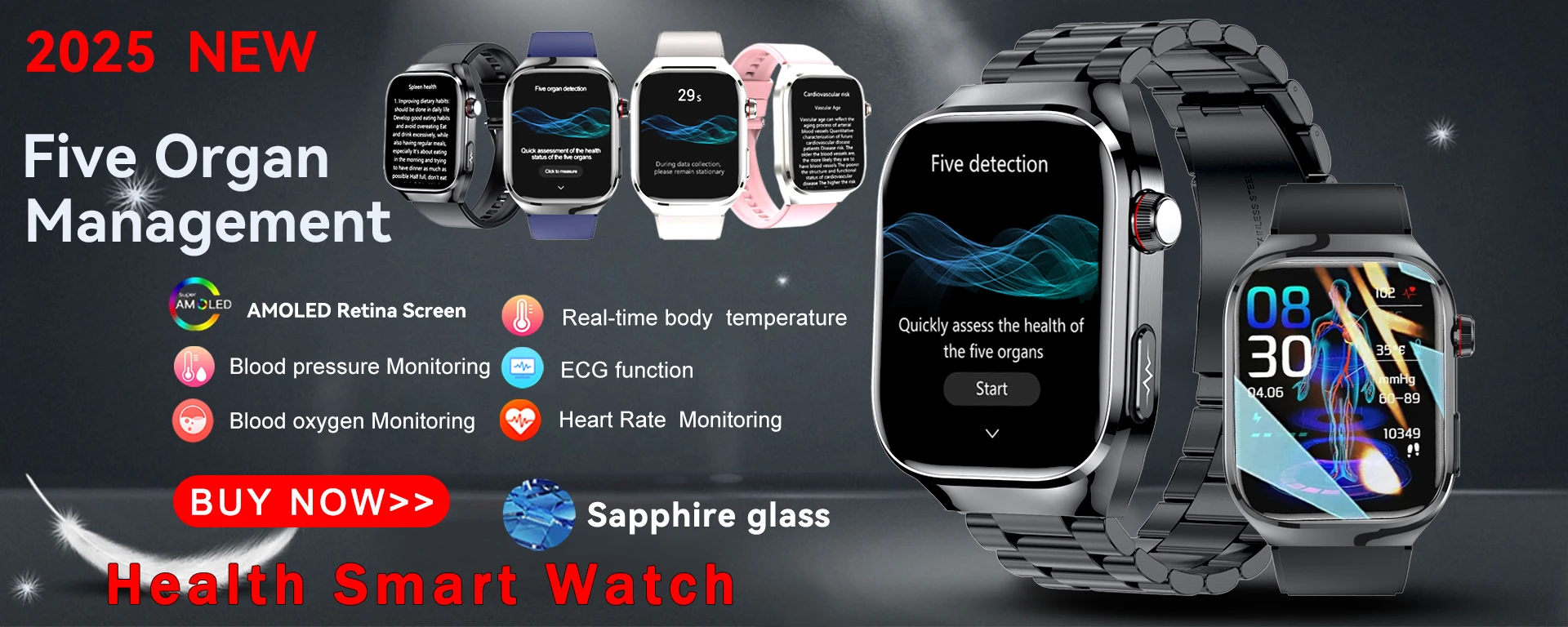 2025New Micro Physical Examination Smart Watch For Men Uric Acid Body Fat Five Organ Health Watches Bluetooth Call SmartBracelet