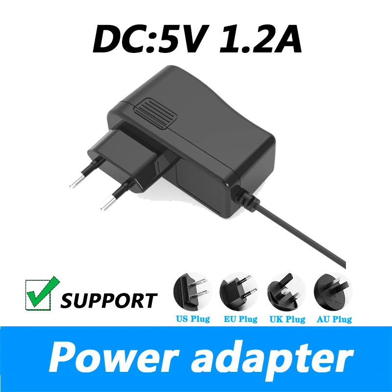 

DC 5V 1.2A Power Adapter European Standard Plug 5.5*2.1mm Power Cord UK Plug AU Plug