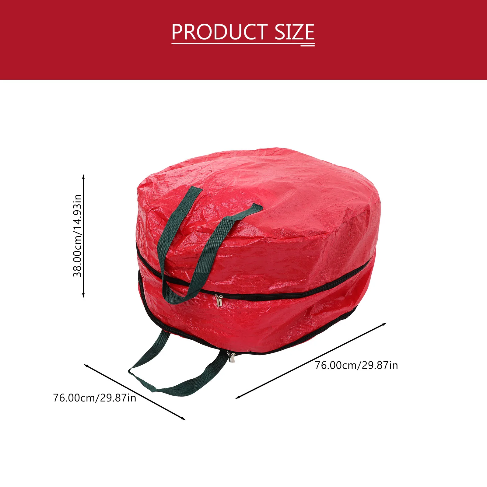 حقيبة تخزين إكليل عيد الميلاد بطبقة مزدوجة، سعة كبيرة، حامل إكليل من قماش أكسفورد، منظم قابل للطي، حقيبة بسحاب