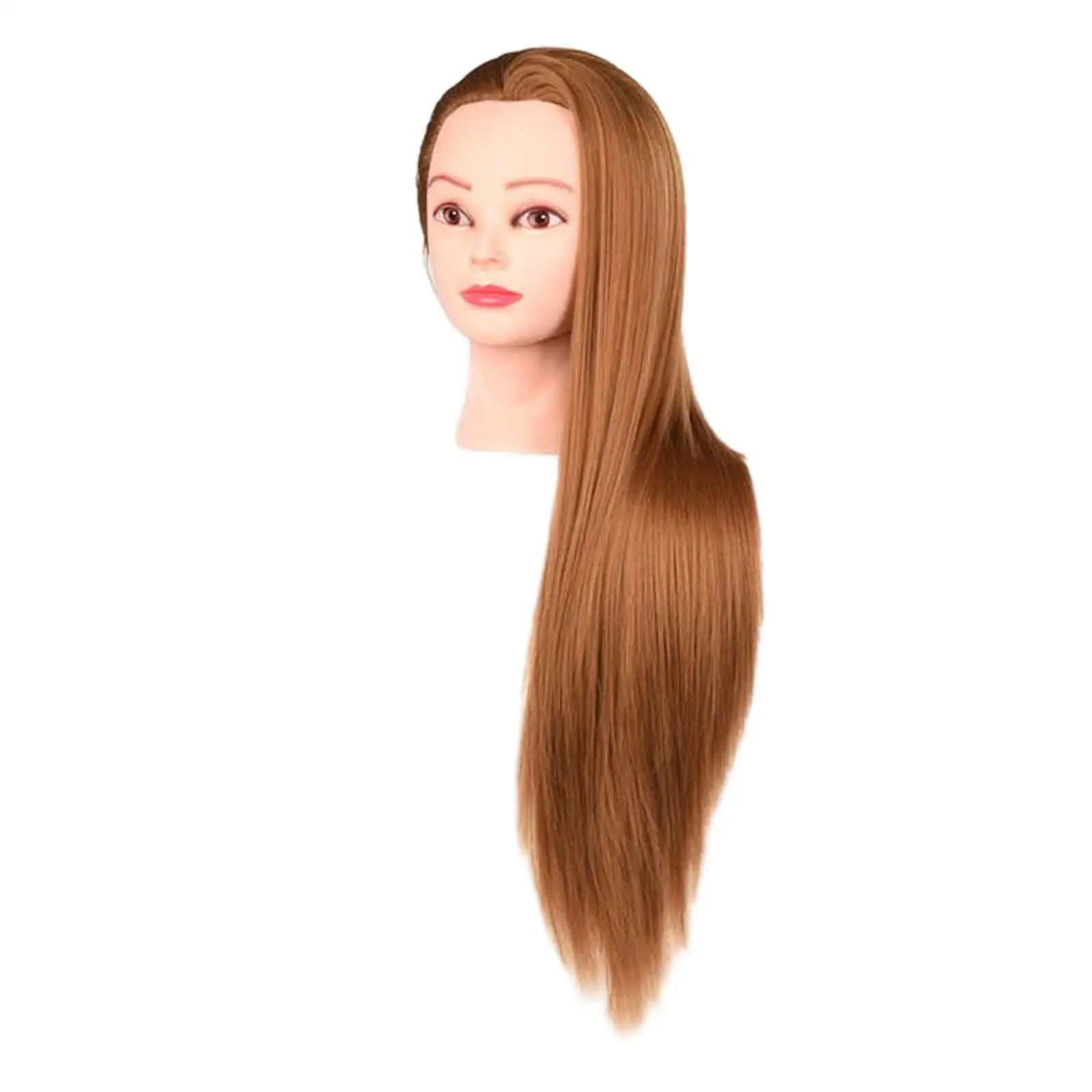 Hairdresser Practice Doll Head with Long Synthetic Hair and PVC Material for Cutting Styling Braiding Training Salon School Use