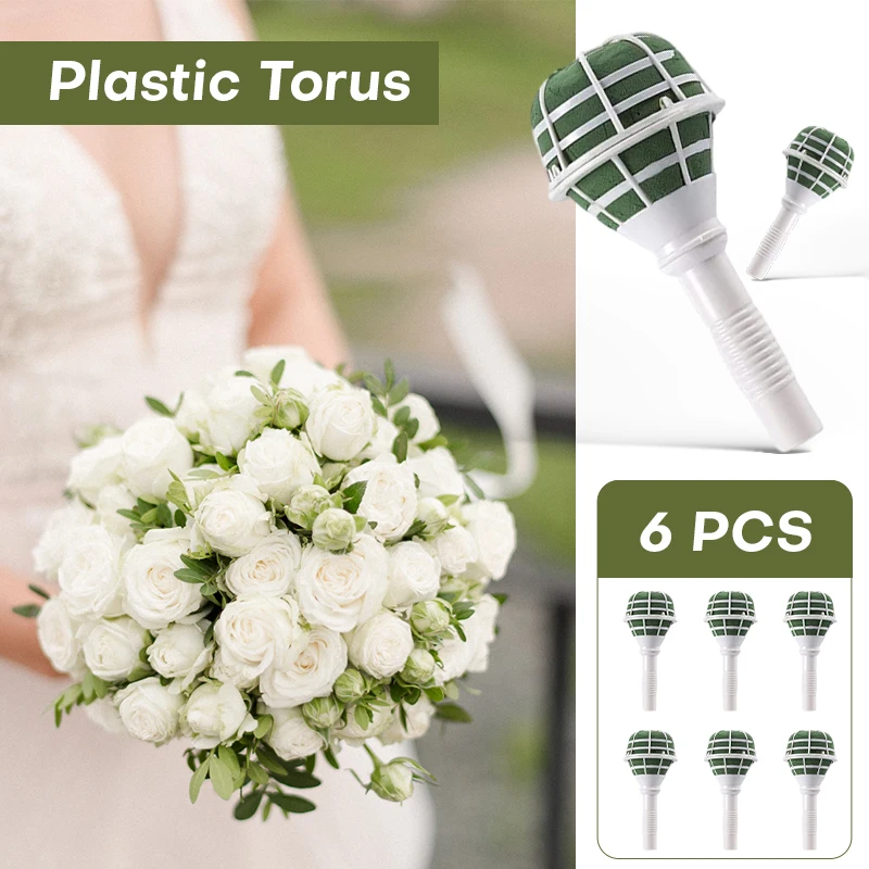 

6X Bridal Wedding Bouquet Holder Wet Foam Floral Flower Handle Decoration Wedding Supplies Plastic Flower Tray