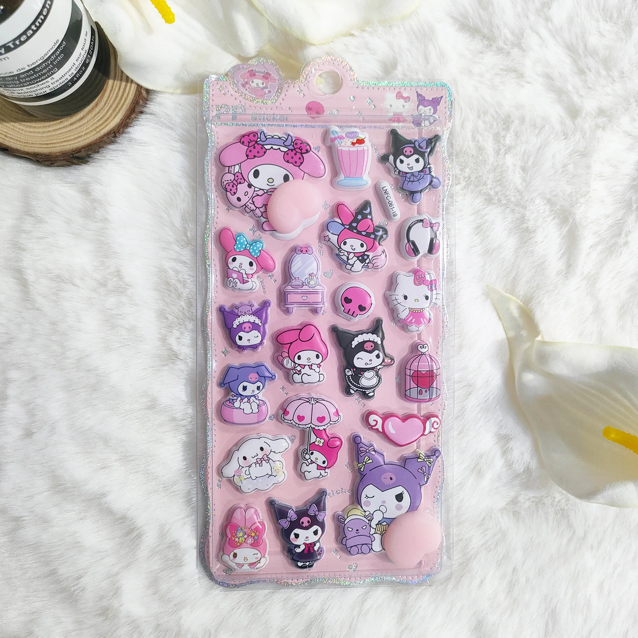 Sanrio Cute 3D Stereo Stickers - Soft Pinchable Butt Stress Relief Decals Perfect Cartoon Decor & Lovely Gift for Kids