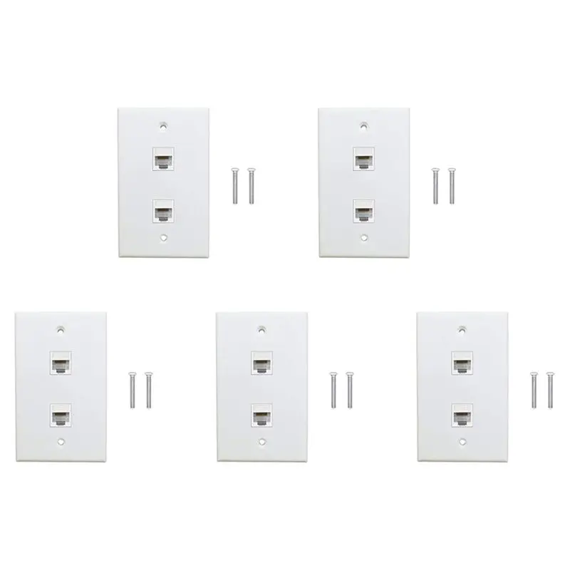 kit-com-5-placas-de-parede-ethernet-de-2-portas-acoplador-keystone-rj45-cat6-femea-femea-para-tomada-de-parede-branco