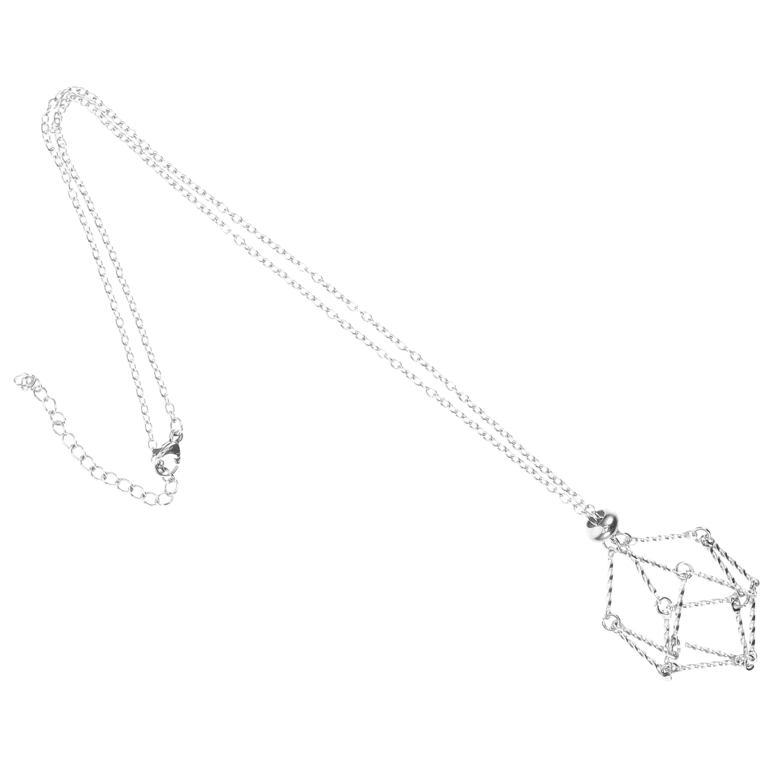 

Pendant Pink Cage Holder White Crystal Necklace Cord Crystal Stone Cage Adjustable Chain Necklace Cord Car Decor