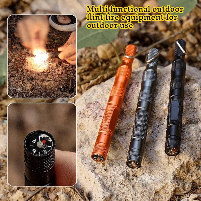 

New Outdoor Fire Emergency Equipment Multi Functional Compass Lifeguard Portable and Portable Survival EDC Tool