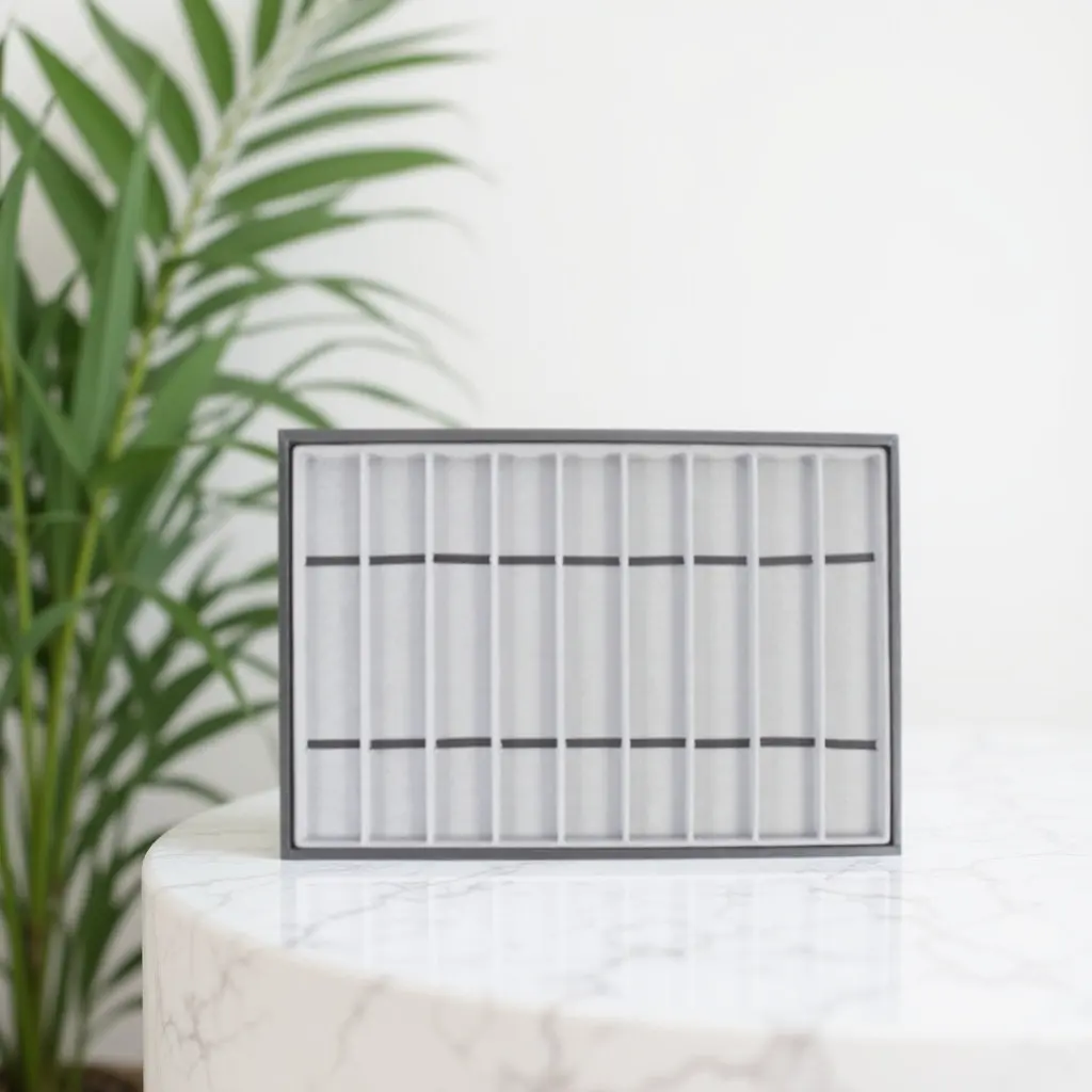 

Подставка-органайзер на 10 слотов для хранения ювелирных изделий и наручных часов с мягким фланелевым покрытием, прямоугольная форма