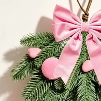 Flocked Teardrop Garland With Bow Fake Plant Door Wall Hanging Decor For Christmas Tree Ornament Holiday Seasonal Decoration