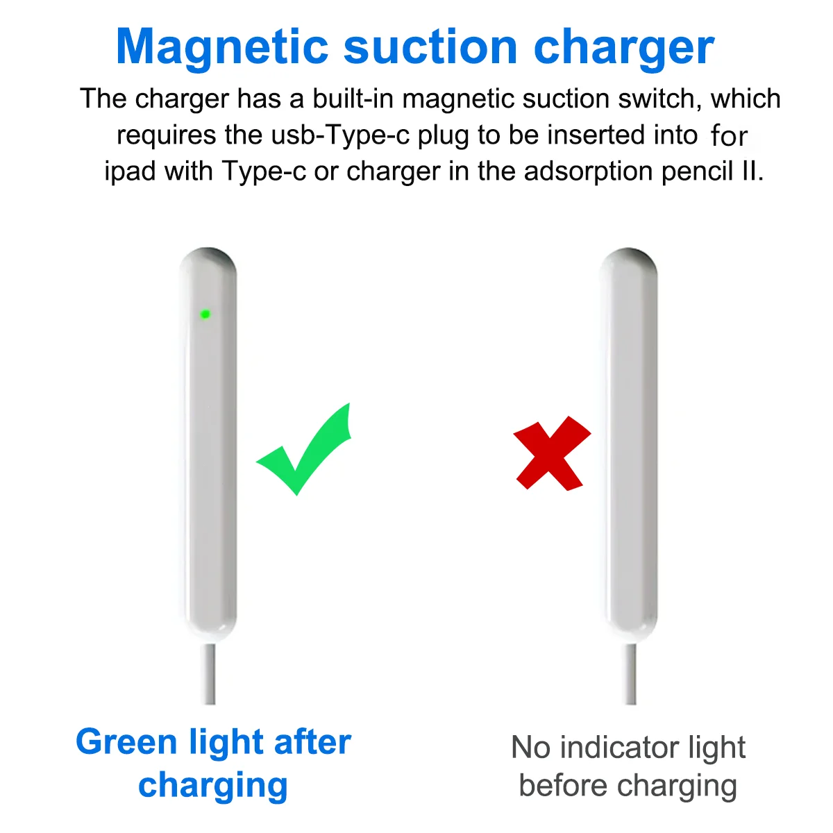 For Apple Pencil 2 2nd Type C Charger Adapter USB C Magnetic Charging Cable For Apple Pencil 2 2nd Stylus pencil Charger