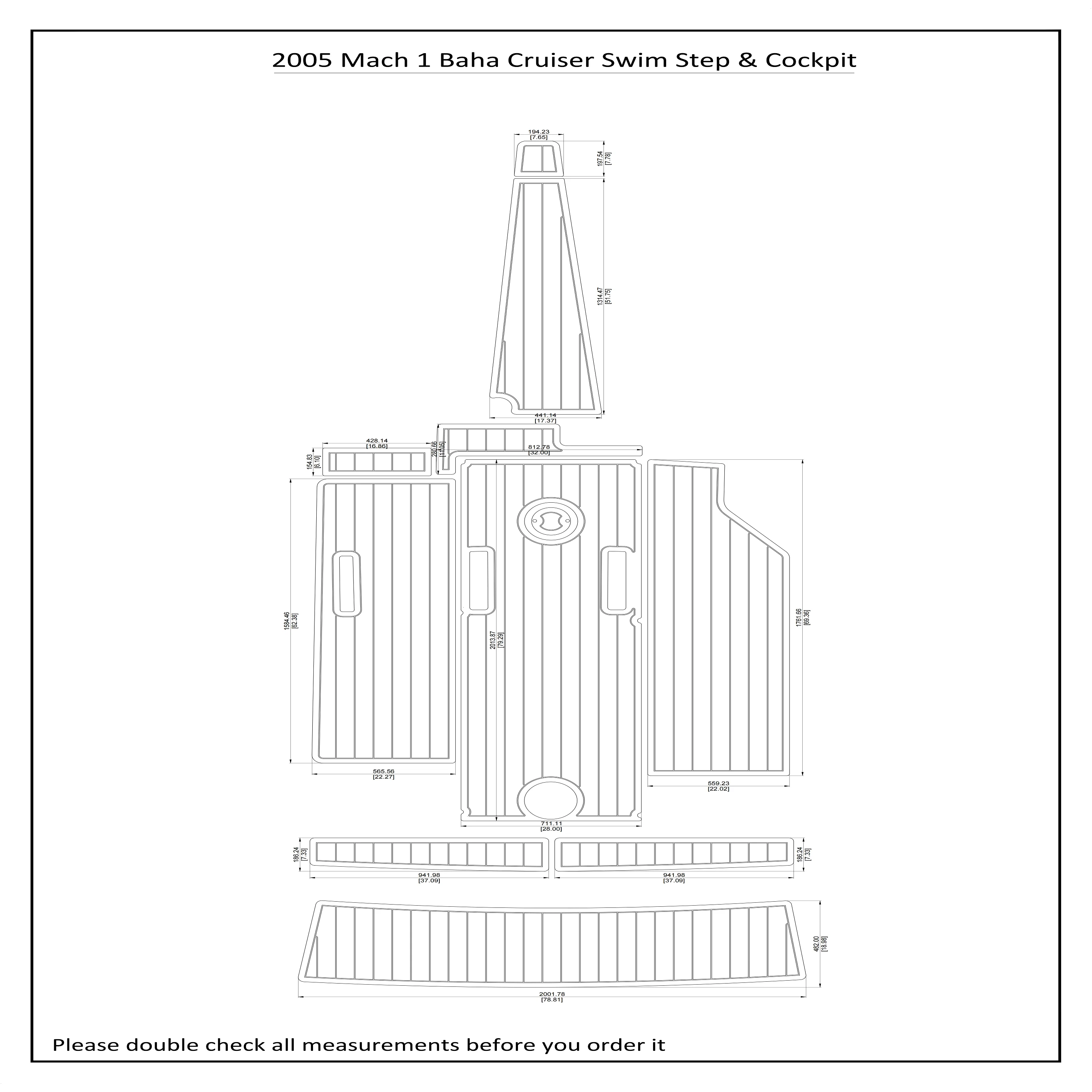 

2005 Mach 1 Baha Cruiser Swim Step Cockpit Boat EVA Faux Teak Deck Floor Pad