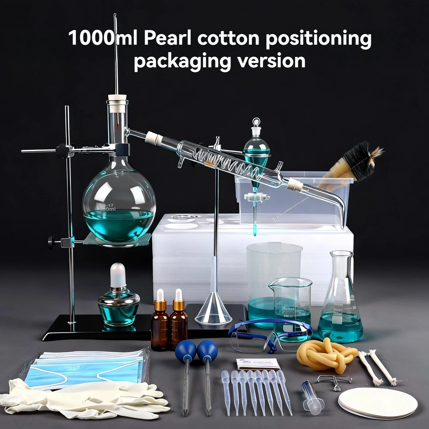 250/1000Ml Essential Oil Distillation Kit Distillation Apparatus Distillation Condenser Distilled Water Purification Extraction