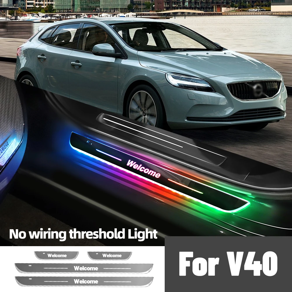 

For Volvo V40 1995-2019 2012 2015 2016 2018 Car Door Sill Light Customized Logo LED Welcome Threshold Pedal Lamp Accessories