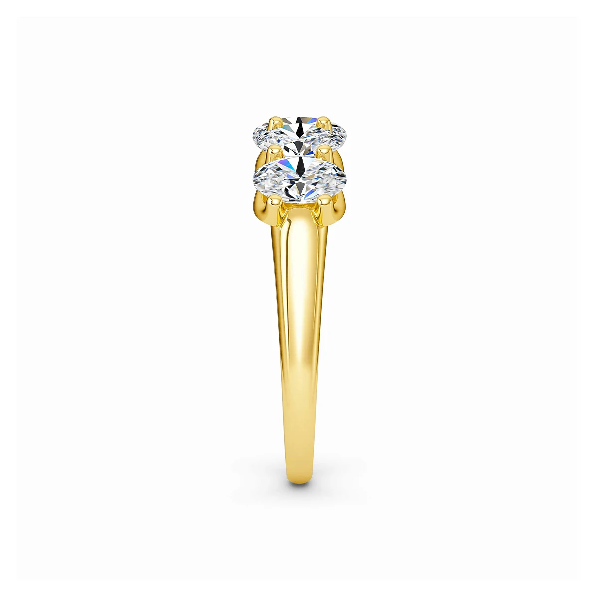 Real 14K Gold Filled Five Stones Ring Wedding Band Oval Moissanite Rings for Women Engagement Party Jewelry Gift