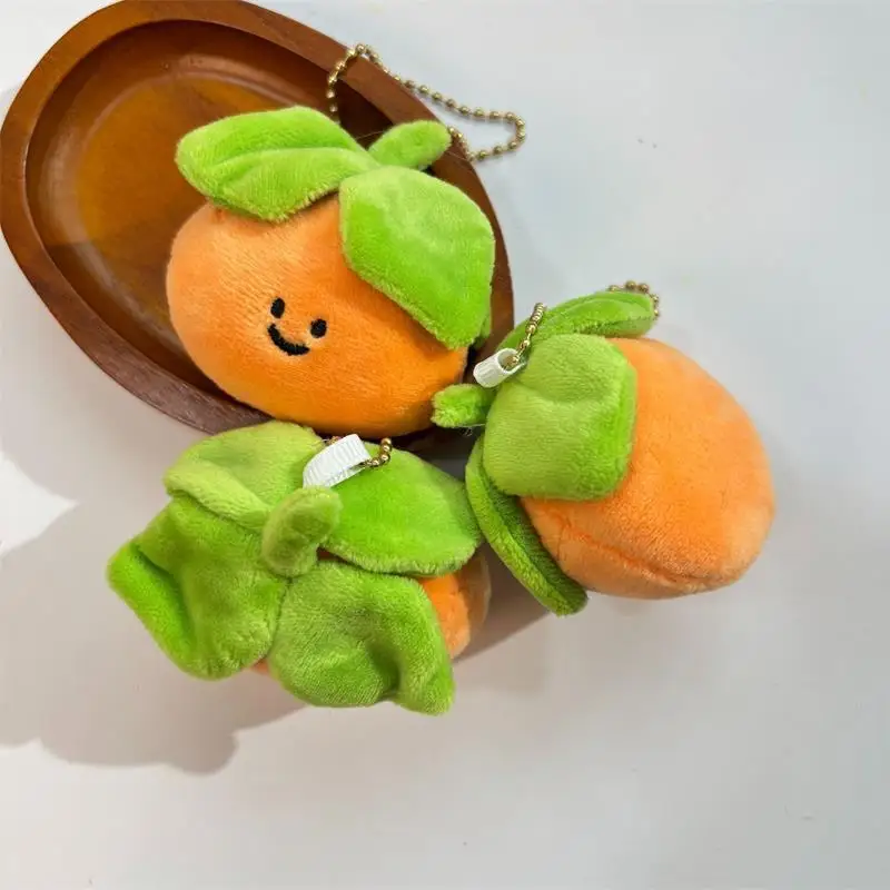 Schattige vierbladige kleine persimmon fruit pluche pop knuffel sleutelhanger hanger rugzak charme tas ornament Ragdoll lief meisje cadeau