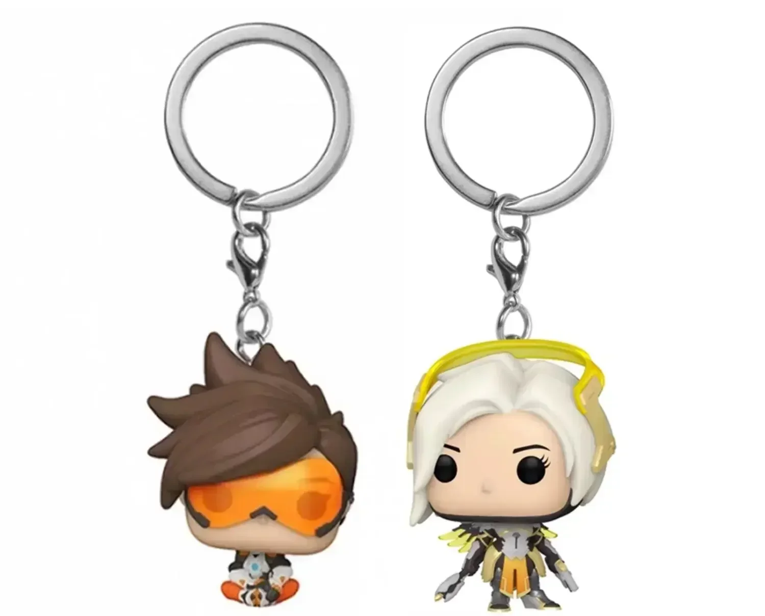 Op voorraad originele Funko Pop Overwatch 2 Angel beeldje Tracer Action Figure collectible standbeeld model sleutelhanger hanger speelgoed cadeau