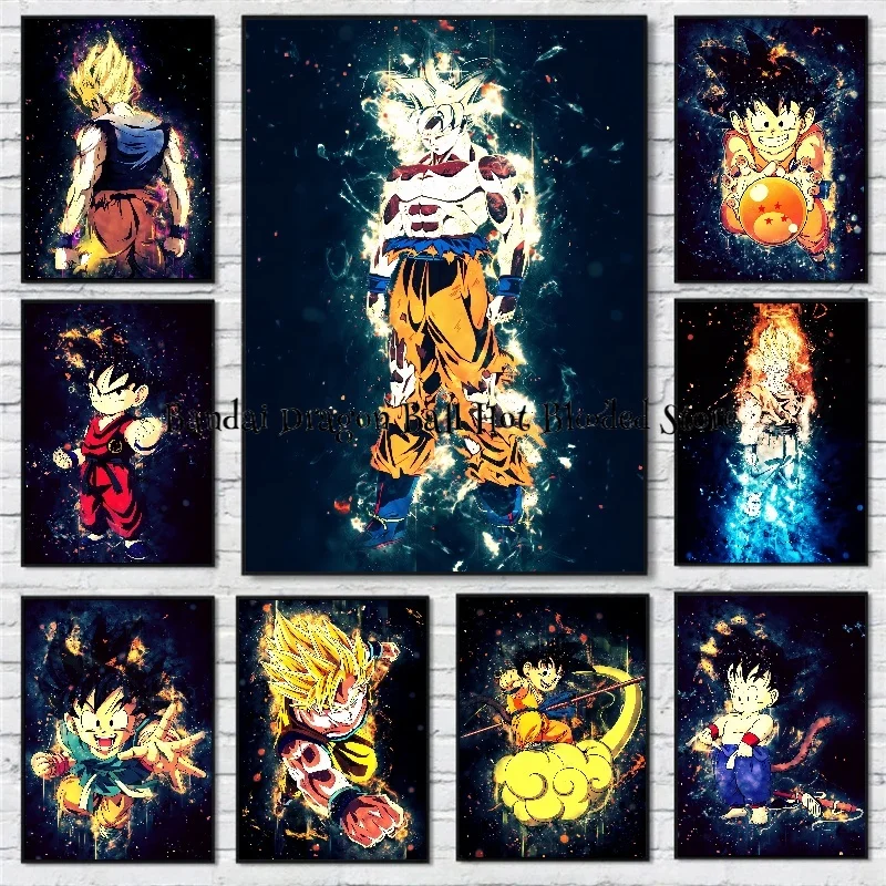 Pittura su tela figure Anime Dragon Ball Super Saiyan Goku Poster d'arte di alta qualità immagine HD pittura decorativa domestica moderna