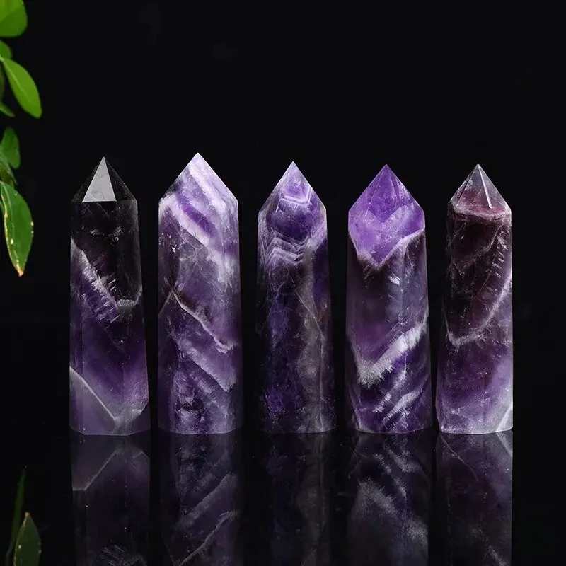 Factory Direct Supply Natural Dream Purple Crystal Column Single Pointed Six-edge Crystal Column Original Stone Polishing Crafts