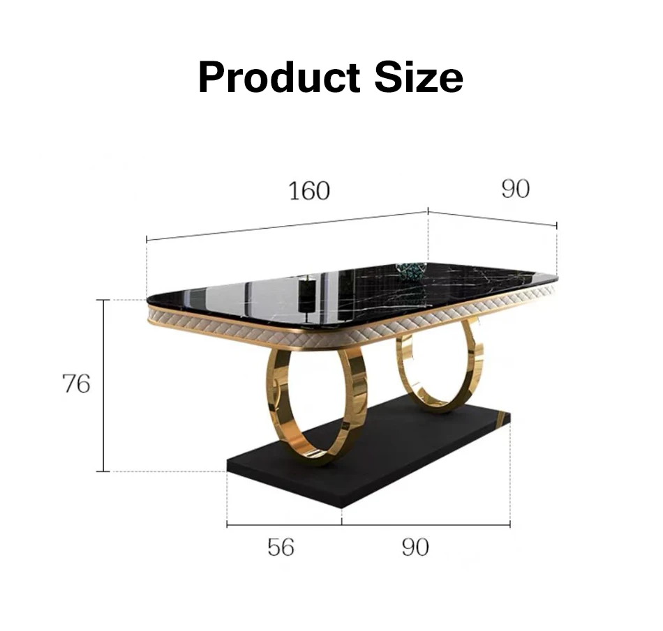 ※a Modern Style Dining Ro e Sets Luxury Dining Table and 6 Chair Stainless Steel Frame Marble Top Dining Table with Chair