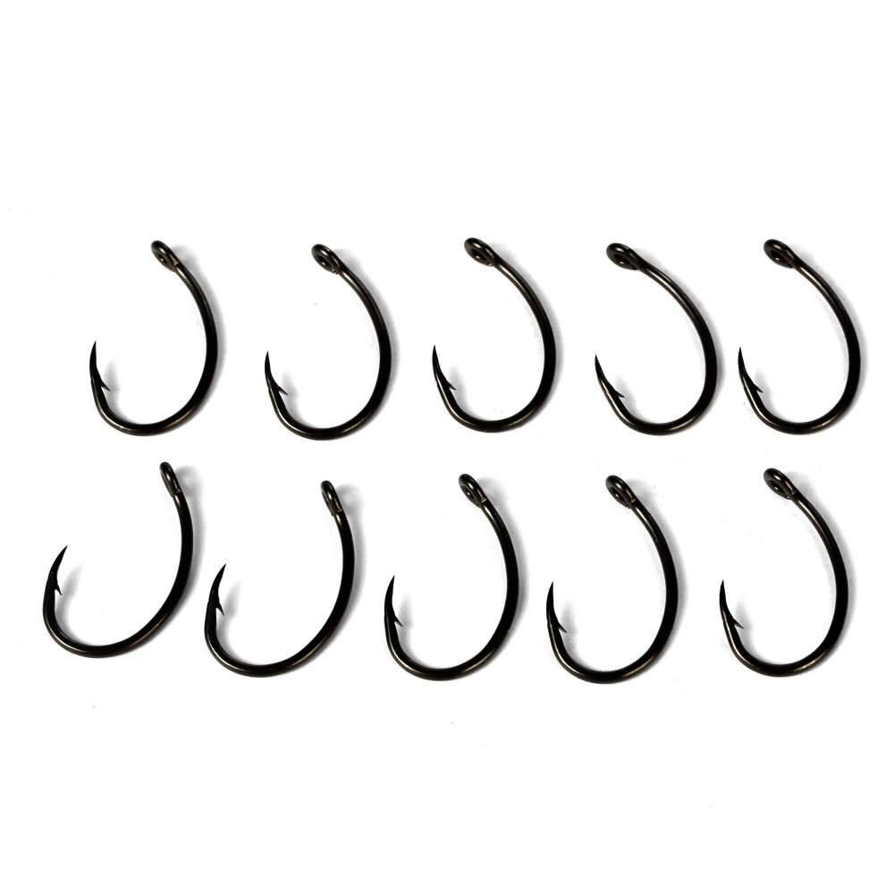 20pcs/lot 2302 Carbon Steel Carp Hooks Coating Carp Fishing Hooks Wide Gape with Micro Barb Matt Black Yn Hook for Coarse