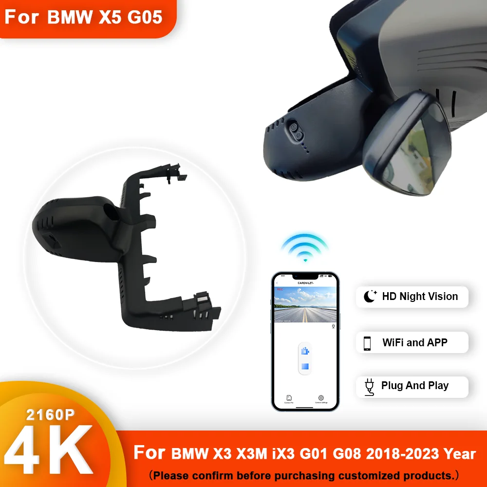 4K HD Plug and play DashCam For BMW X3 X3M iX3 G01 G08 2018 2019 2020 2021 2022 2023 Front and Rear WIFI APP Car Dvr Dash Cam