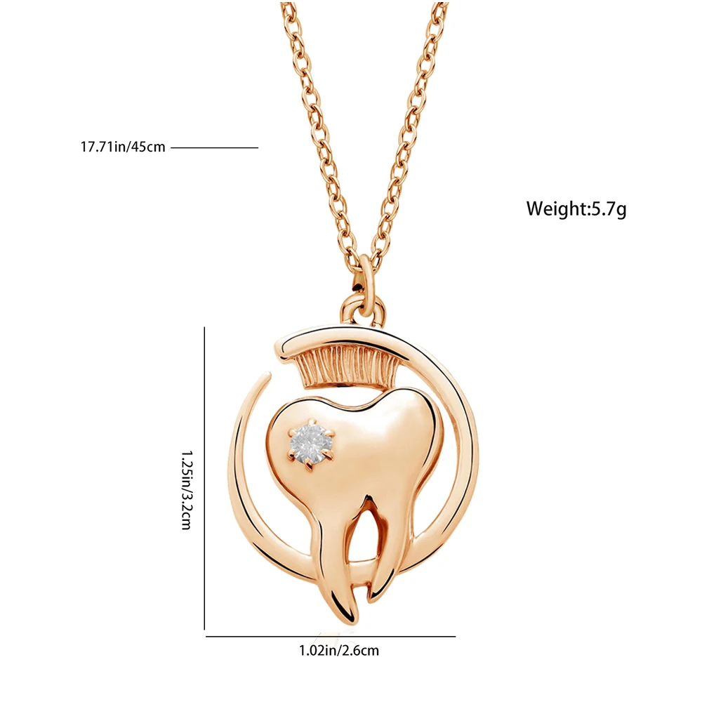 Hanreshe Creative Tooth Dentist Crystal Pendant Necklace Medical Dental Teeth Oral Care Jewelry for Doctors Nurses Student