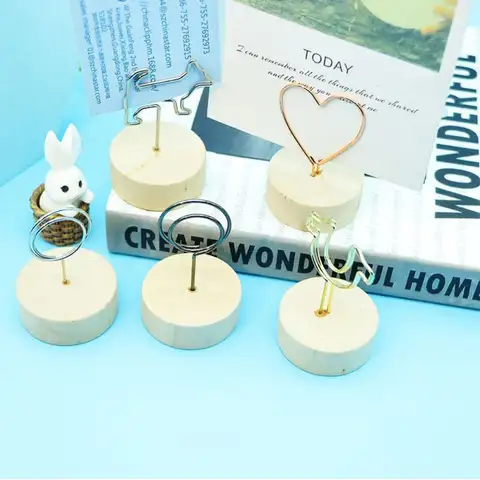 Creative Round Wooden Photo Clip Memo Name Card Pendant Note Articles Photo Frame Table Number Clip Wedding Picture Holder Gift