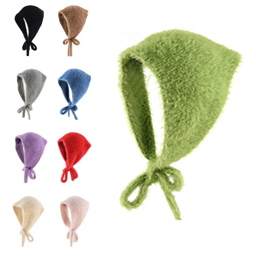 

Милая повязка на голову во французском стиле с галстуком, вязаная пряжа, женский платок, сохраняющий тепло, повязка на голову на шнуровке, осень