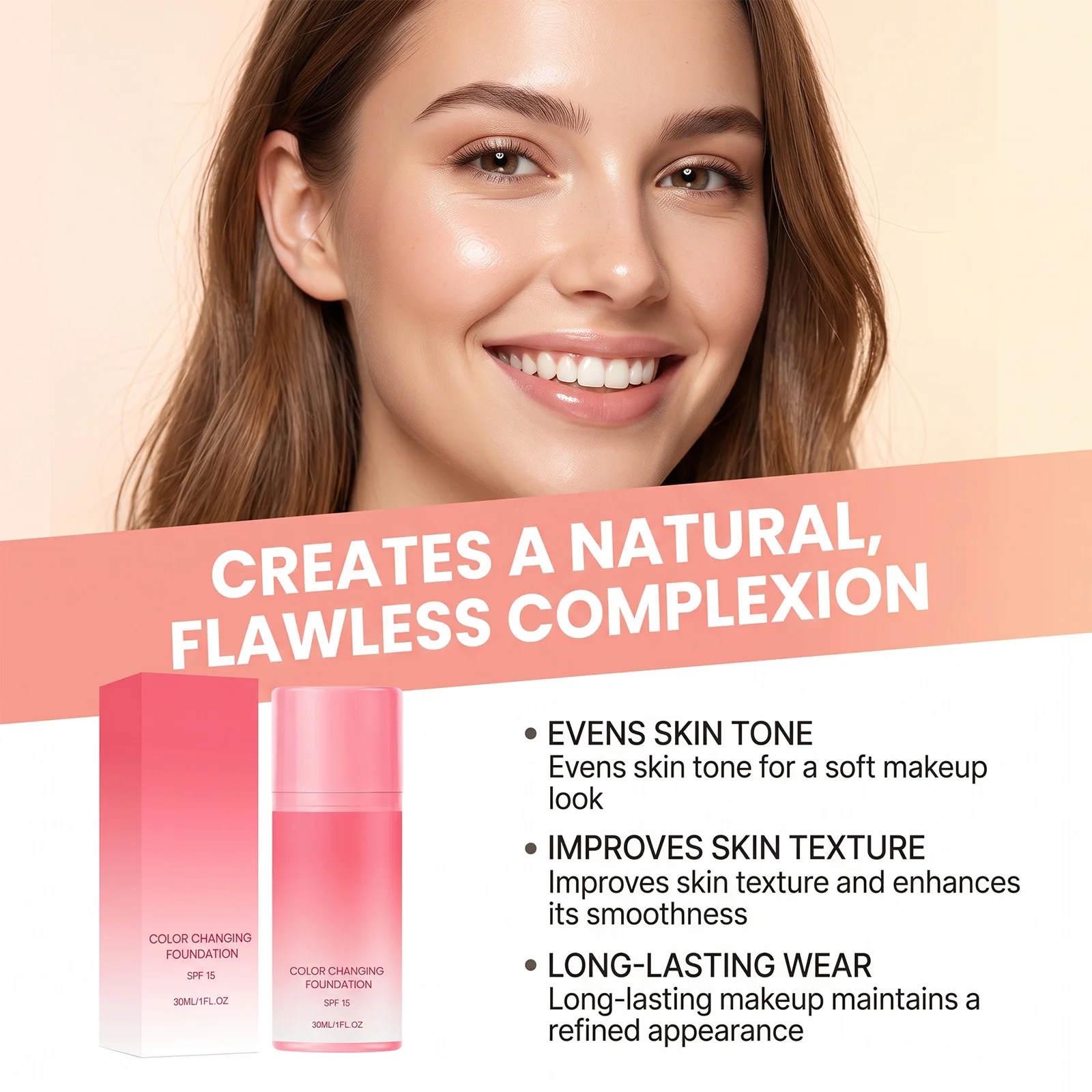 Temperature-Adapting Foundation - Lightweight, Natural Formula for Seamless Blendability and Long-Lasting, Flawless Finish