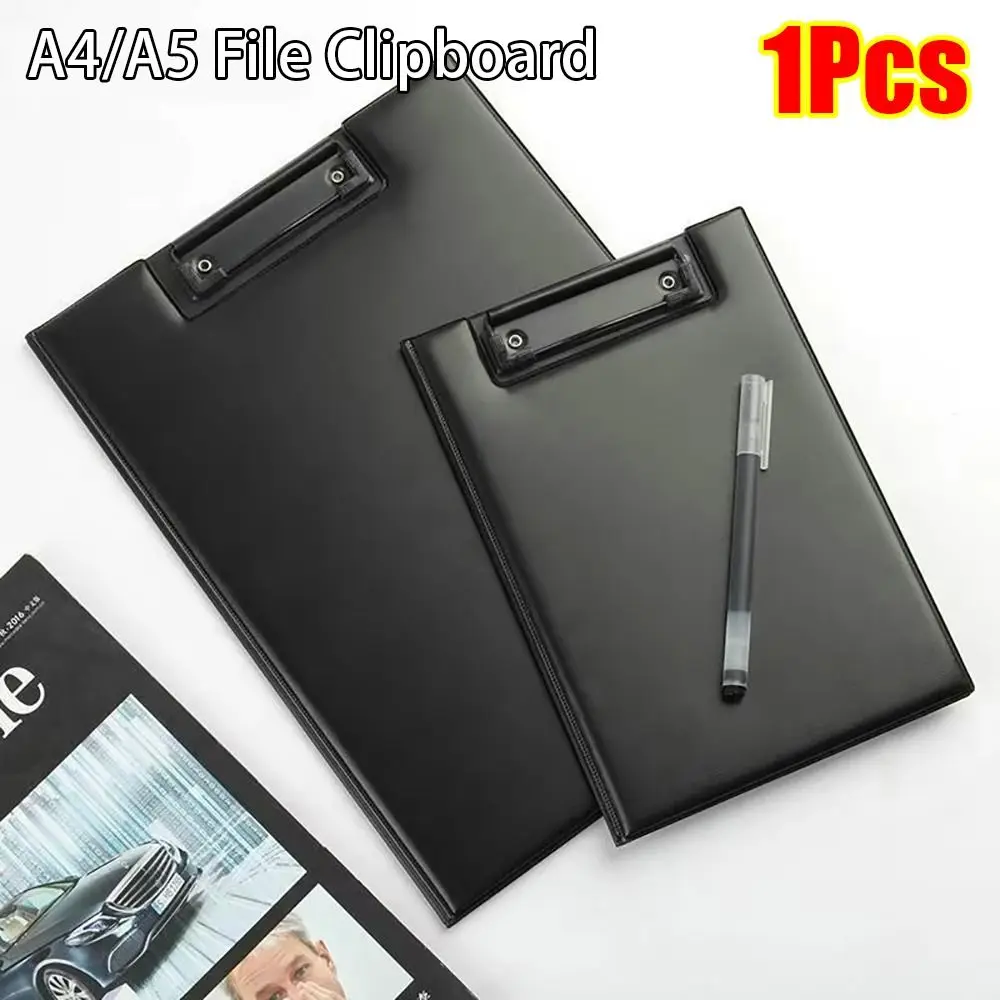 1Pcs Foldable A4 A5 Clipboard PU Leather With Clip Buckle Conference File Folder Ultra-Smooth Black Writing Pad Office Supply