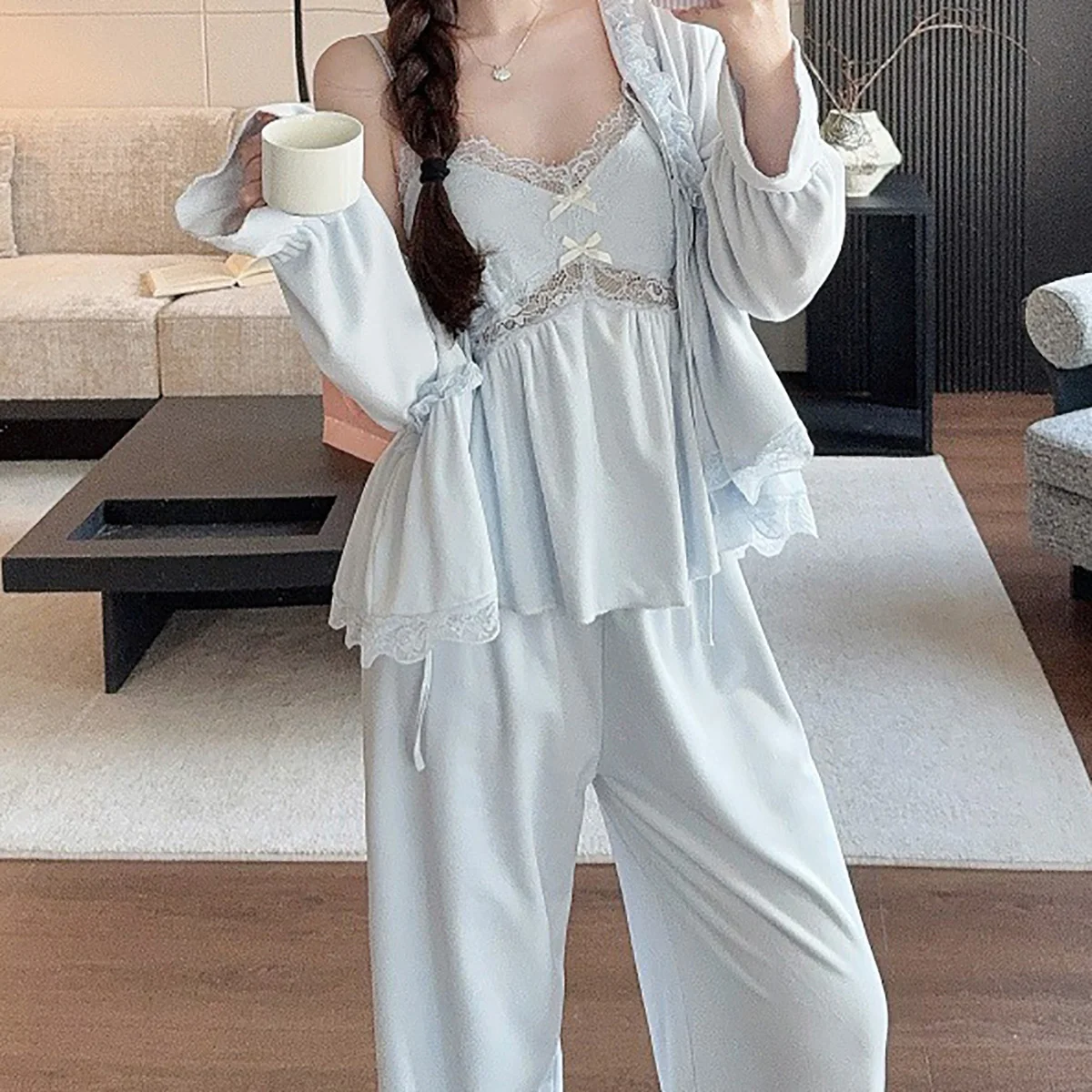 island-velvet-sexy-pajamas-for-women-new-home-wear-three-piece-set-double-sided-warm-autumn-chest-pad-winter-pajamas