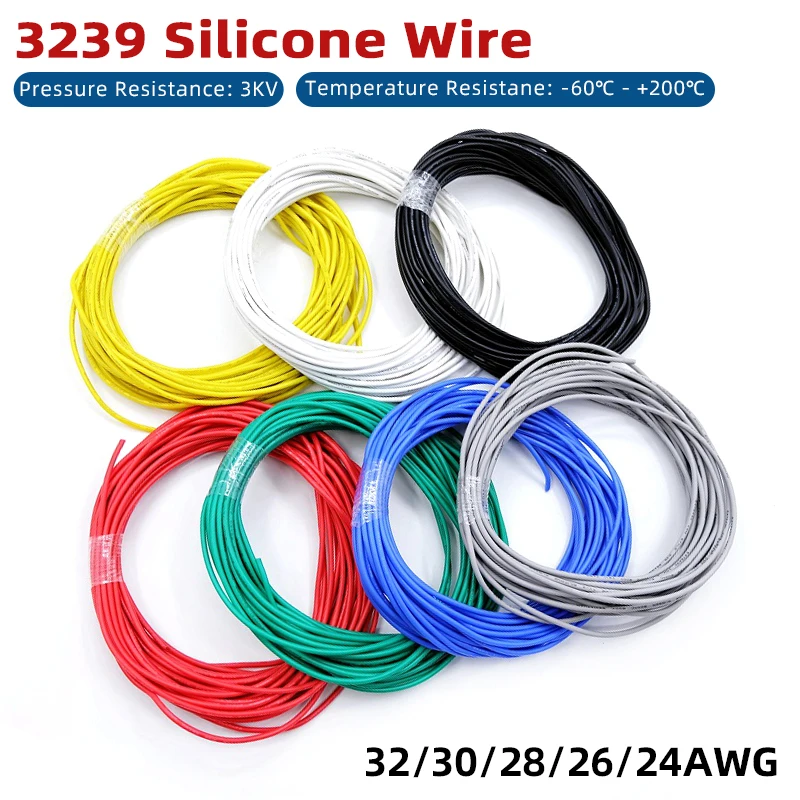 Copper Wire Soft Silicone 32 30 28 26 24 AWG UL3239 Insulated 3KV Flexible DIY LED Lighting Electronic Cable