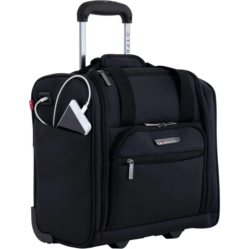 

Smart Under Seat Carry-On Luggage with USB Charging Port, Black, Underseater 15-Inch US(Origin)