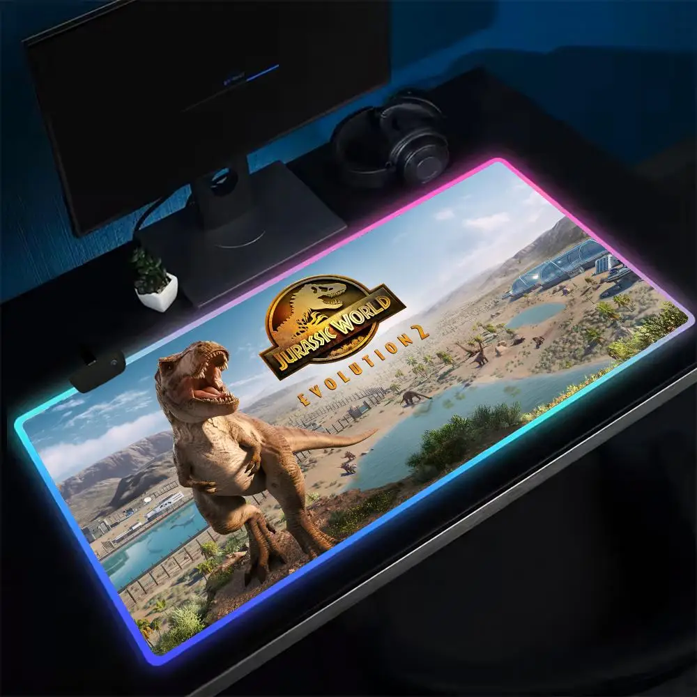 

Game Jurassic World Evolution 2 Mouse Pad Anime Gaming Mouse Pad LED Table Pads Backlit Rubber Desktop XXL RGB Desk Mats