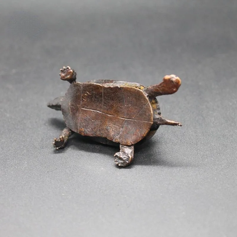 Vintage Copper Bagua Feng Shui Dragon Turtle Statue Desk Small Ornament Home Decoration Craft Accessories Animal Figurine view 5