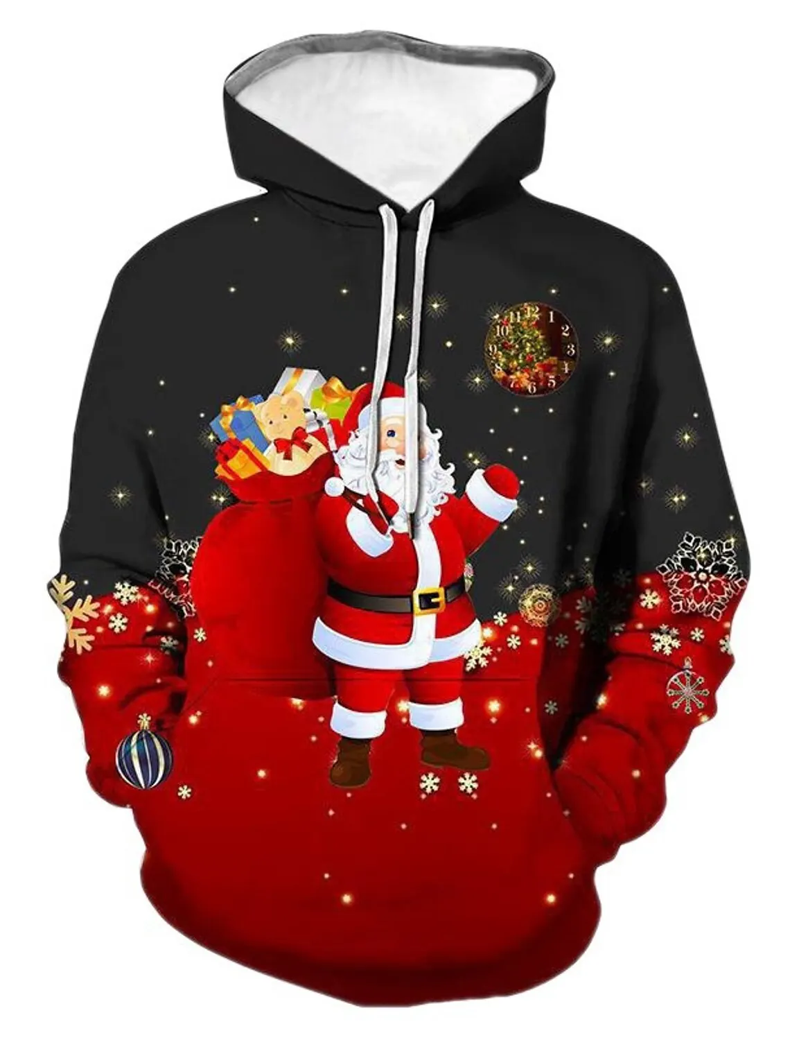 

2024 Men's Hooded Hoodies Merry Christmas Theme Graphic Sweatshirt Drawstring Long Sleeve Streetwears Tops Prints Men's Clothing