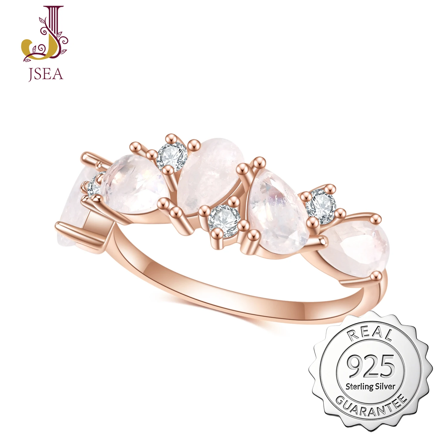

New Product Sterling Silver Engagement Jewellery Pear Cut 4x6mm Milky Rainbow Moonstone Gemstone Ring
