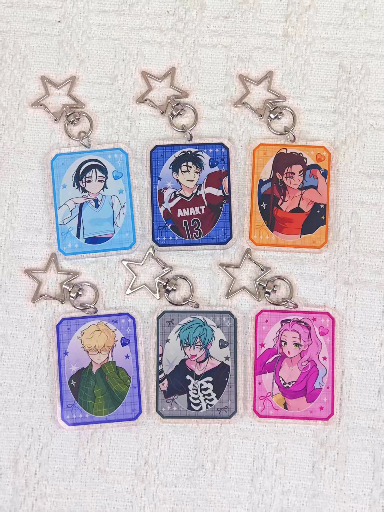 Alien Stage Daily Style Polaroid Acrylic Keychain Set, Cute Anime Star Clasp Key Ring Bag Charm, Fan Gift