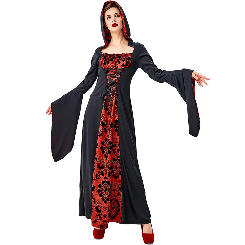 

Adult Witch Wizard Robe Cosplay Court Long Dress Halloween Stage Performance Costume Traditional Chinese Ethnic Women...