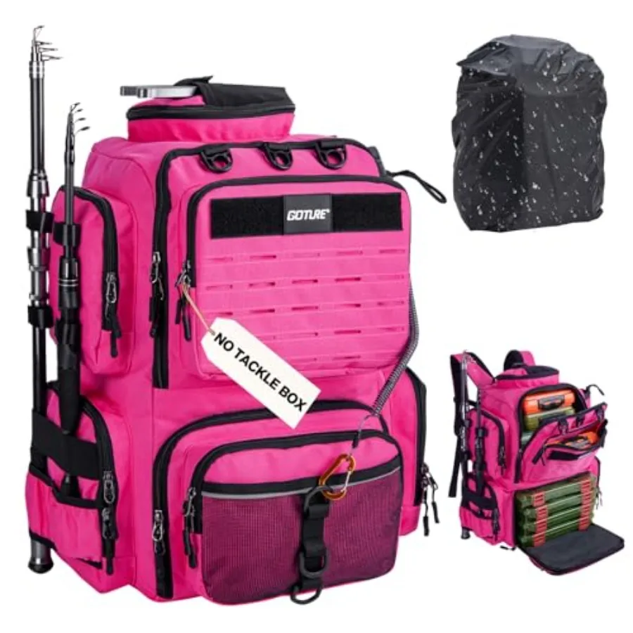 

Goture Fishing Backpack 900D Water-Resistant Tackle Backpack with Rod Holders 45L Large Fishing Bag Storage Gear Tackle Bag wit