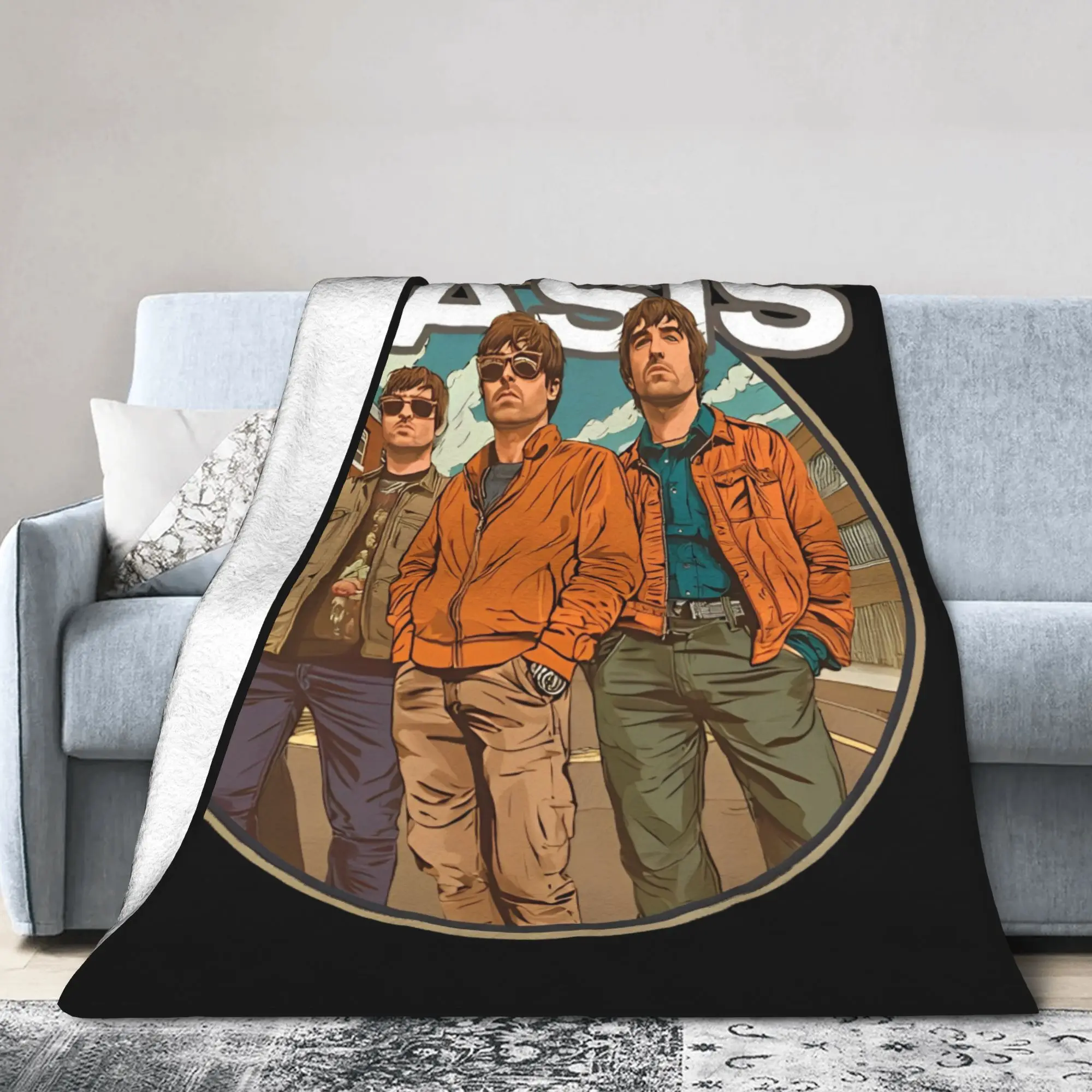 O-Oasis Rock Band Blanket  Fleece Novelty Warm Throw Blanket for Home All Season