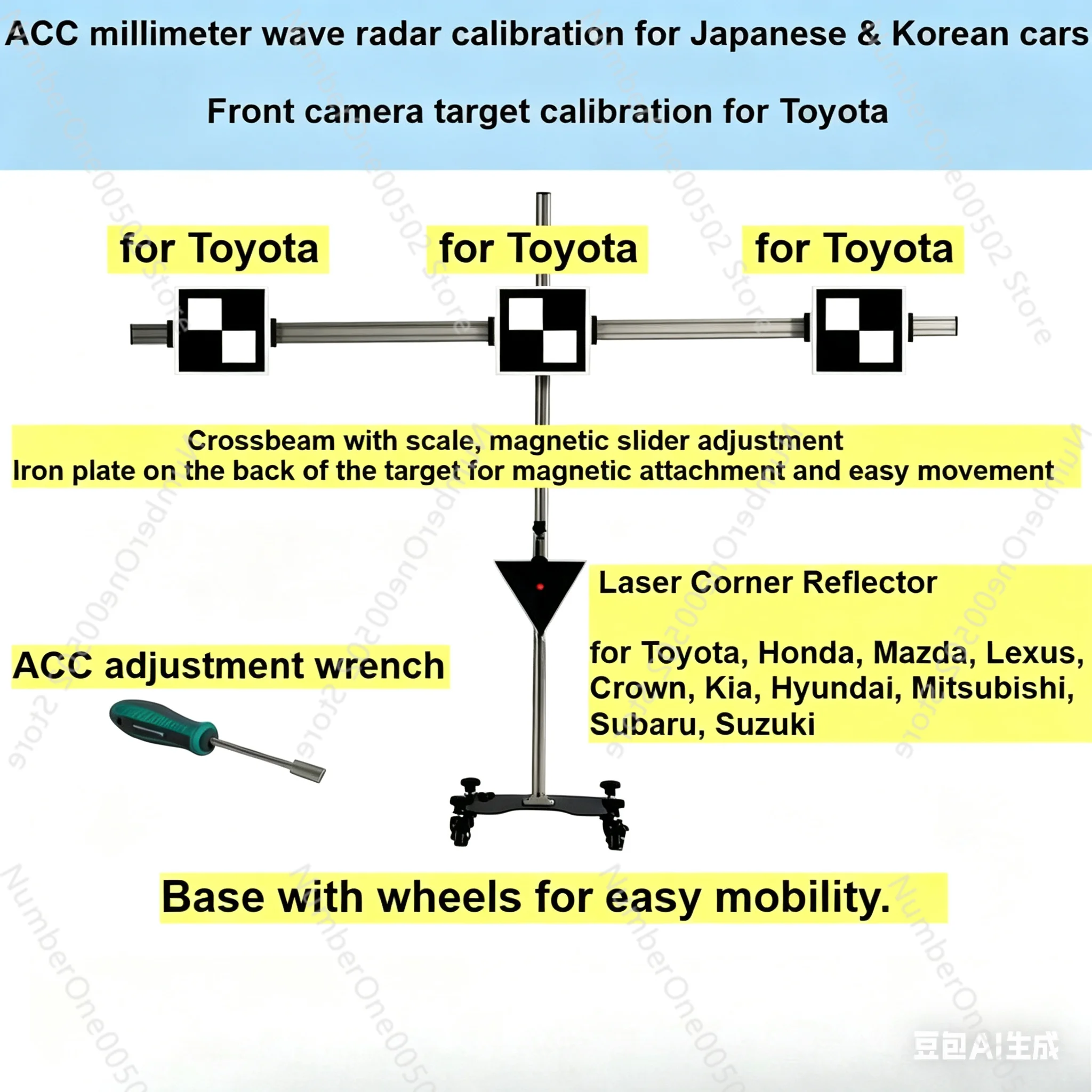 

Инструмент для калибровки ADAS с радаром ACC mmWave для Honda, Mitsubishi, Subaru, Suzuki, Kia, Mazda и калибровка передней камеры для Toyota