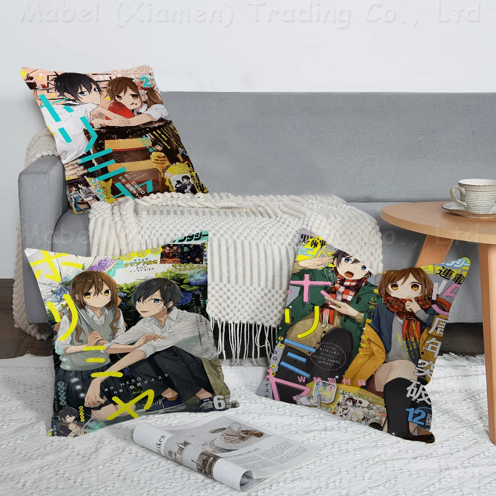 Horimiya Pillowcase Toon Gift Cushion Cover Bedroom Home Sofa Chair Seat Decor Pillow Case