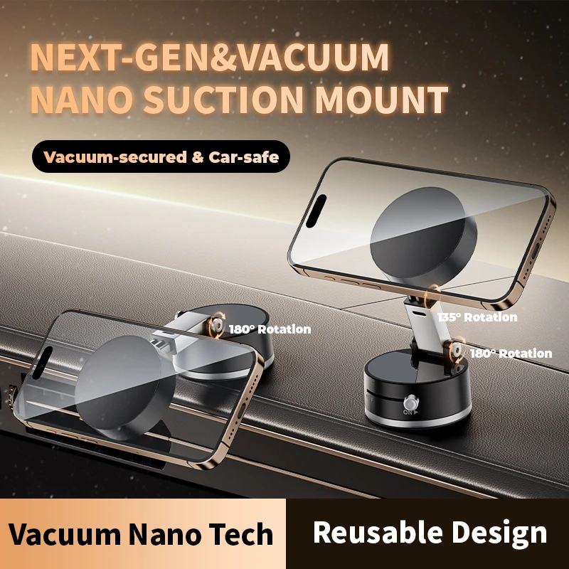

New Double Side Magnetic Suction Cup Phone Holder Vacuum Lazy Multi-functional Foldable Storage for Car Mirror Gym 2025