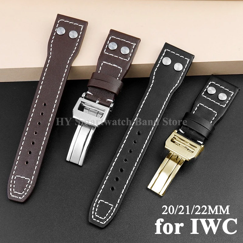 20mm 21mm 22mm Genuine Leather Strap for IWC Pilot Cowhide Leather Watch Band Flamethrower Little Prince Mark Strap Bracelet