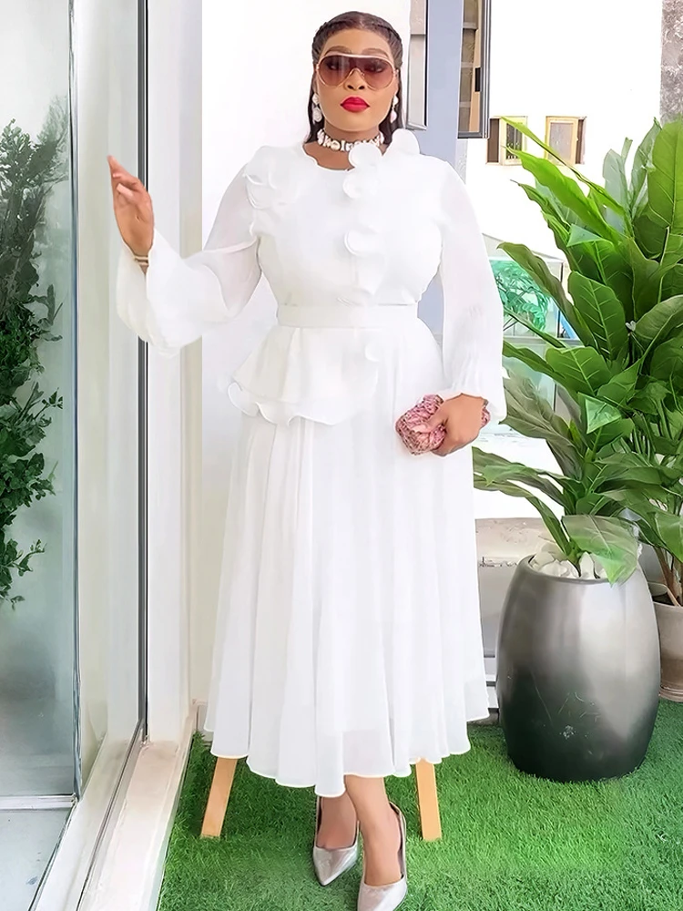

Long Sleeve Chiffon Dresses For Women 2025 Africa Clothes Robe Africaine Femme Wedding Party Evening Maxi Robe Dashiki Outfits