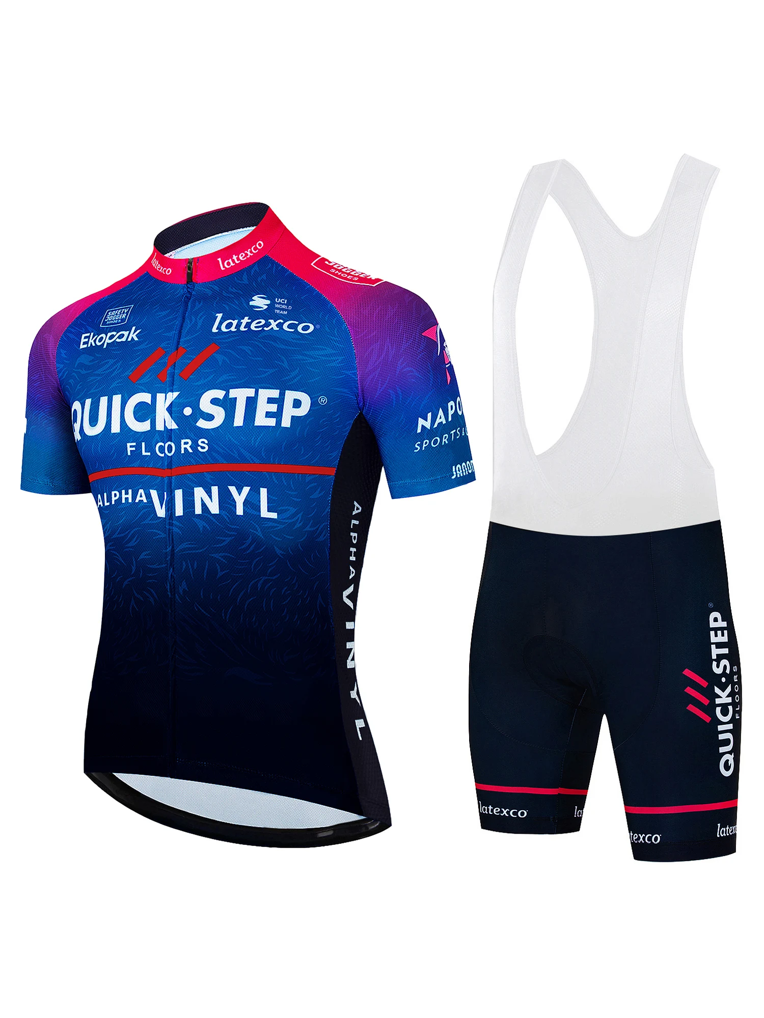 quick-step-men's-cycling-jersey-summer-short-sleeve-suit-set-professional-cycling-team-short-sleeve-jersey-and-sponge-bib-shorts